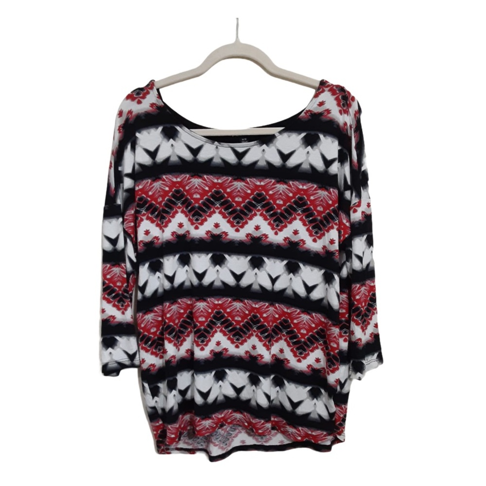 Tribal Women’s Size Medium Top Abstract Printed Blouse Art to Wear